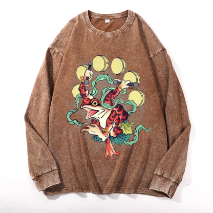 Frog Vintage Cotton Wash Crewneck Sweatshirt