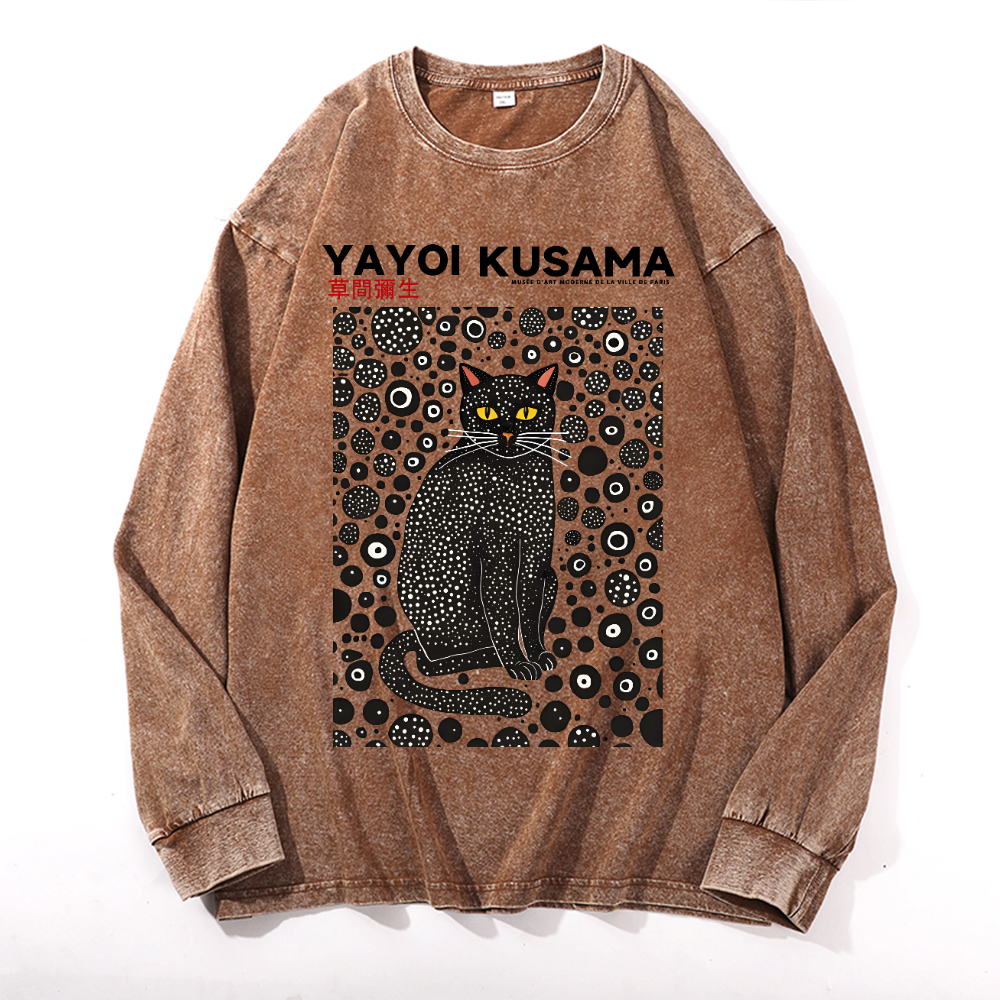 Yayoi Kusama Cat Vintage Cotton Wash Crewneck Sweatshirt