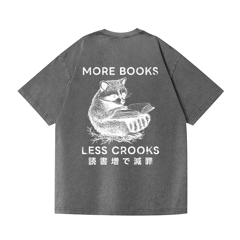Racoon Book Vintage Wash Japanese Design Back Art T-Shirt