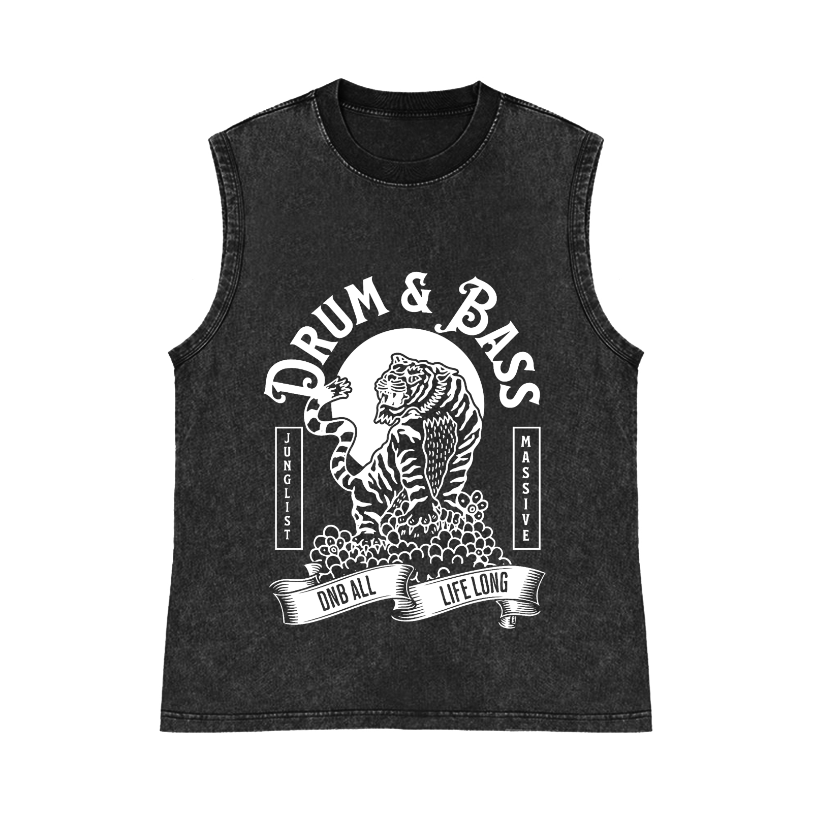 Drum & Bass Pure Cotton Wash-Dyed Sleeveless Tank Top