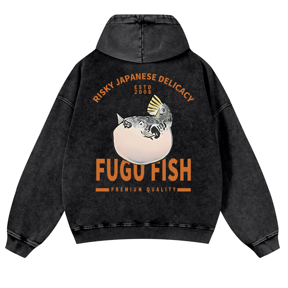 Japan's Risky Eats Vintage Washed Cotton Back Art Hoodie