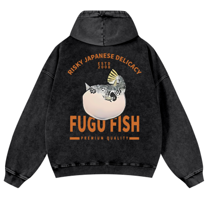 Japan's Risky Eats Vintage Washed Cotton Back Art Hoodie