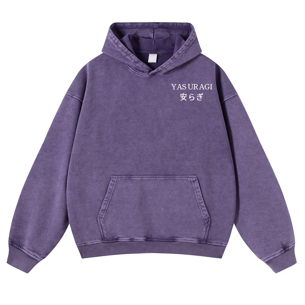 Yasuragi Vintage Washed Cotton Back Art Hoodie