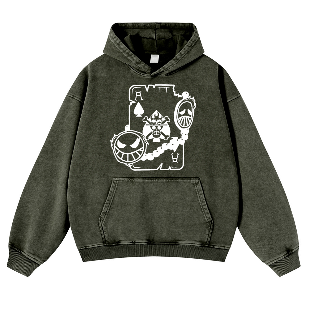 One Piece Vintage Washed Thick Cotton Hoodie