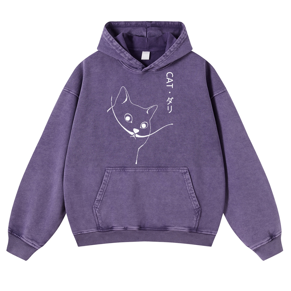 CAT Vintage Washed Thick Cotton Hoodie