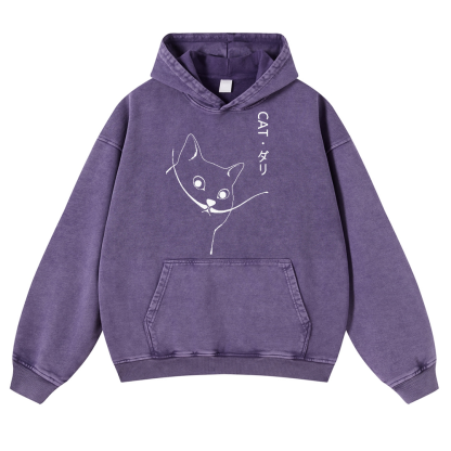 CAT Vintage Washed Thick Cotton Hoodie