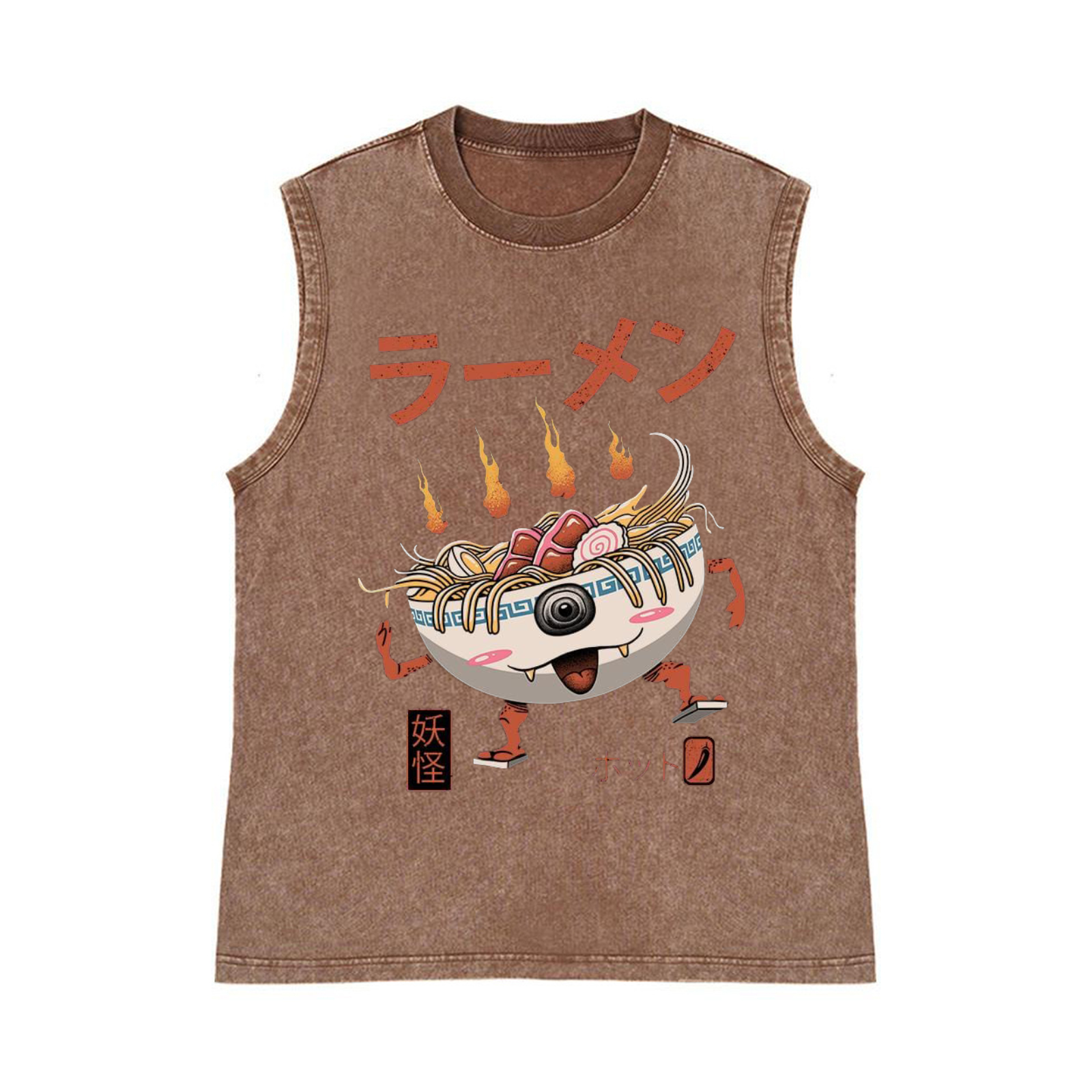 Ramen Monster Pure Cotton Wash-Dyed Sleeveless Tank Top