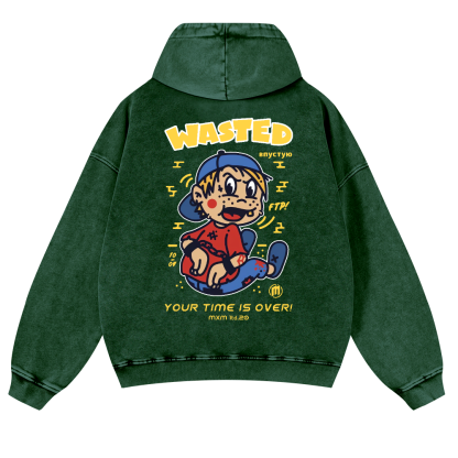 Wasted Vintage Washed Cotton Back Art Hoodie