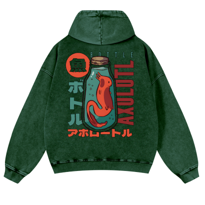 Axolotl Fish Vintage Washed Cotton Back Art Hoodie