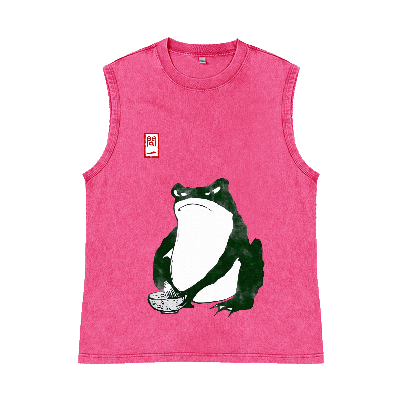 Frog Making Matcha Pure Cotton Wash-Dyed Sleeveless Tank Top