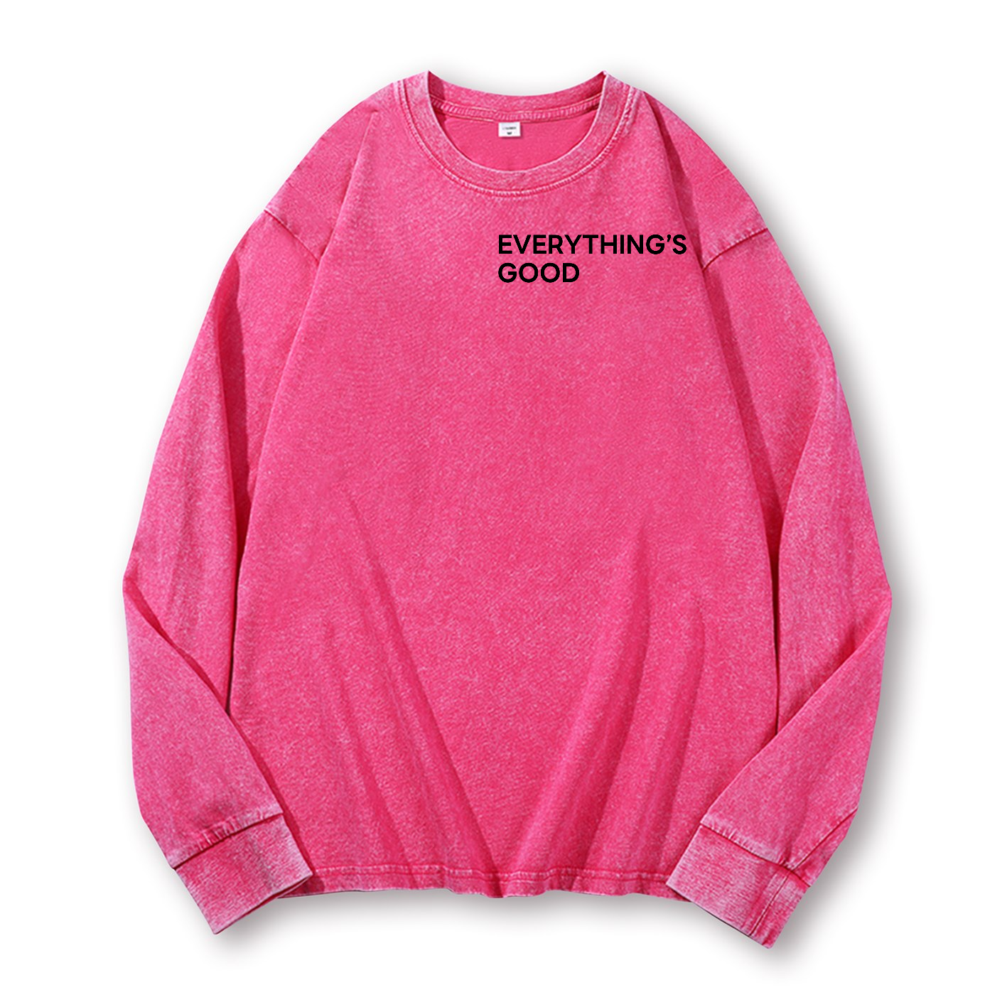 Cat Vintage Washed Cotton Back Art Long-sleeve T-shirt