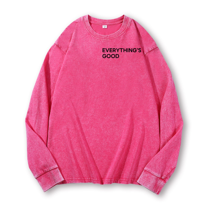 Cat Vintage Washed Cotton Back Art Long-sleeve T-shirt