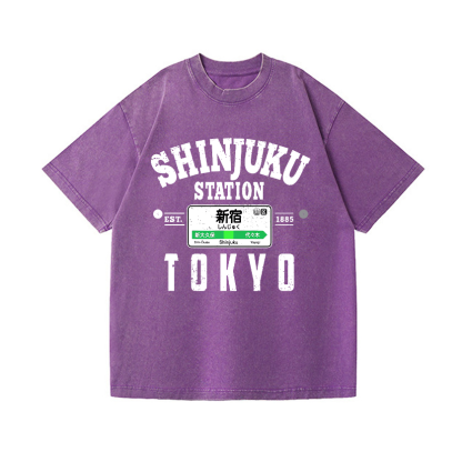 Shinjuku Station Vintage Wash Japanese Design T-Shirt