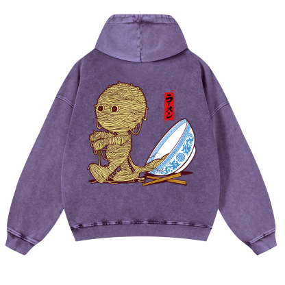 Ramen Yummy Vintage Washed Cotton Back Art Hoodie