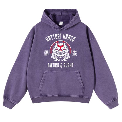 Hattori Hanzo Vintage Washed Thick Cotton Hoodie