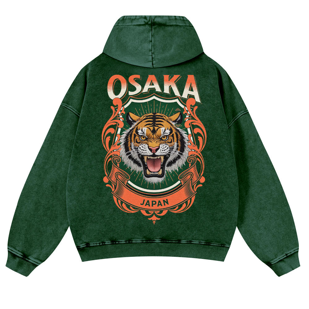 Osaka Tiger Vintage Washed Cotton Back Art Hoodie