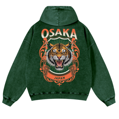 Osaka Tiger Vintage Washed Cotton Back Art Hoodie