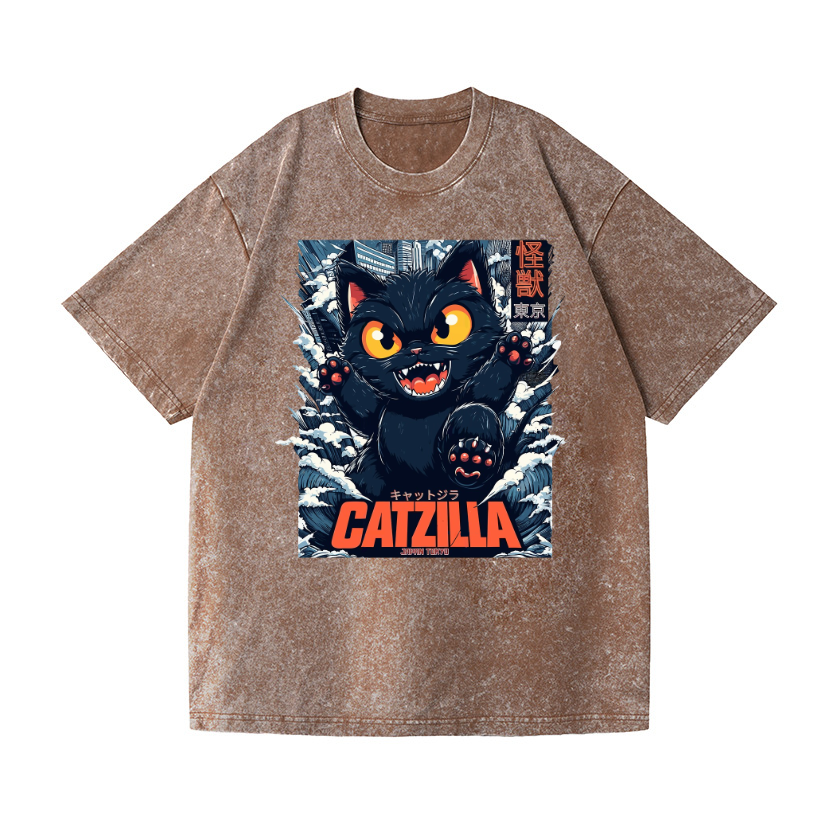 Catzilla Vintage Wash Japanese Design T-Shirt