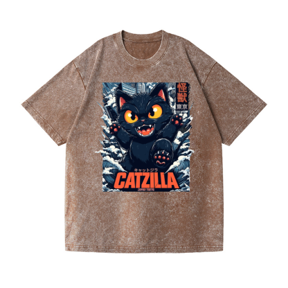 Catzilla Vintage Wash Japanese Design T-Shirt