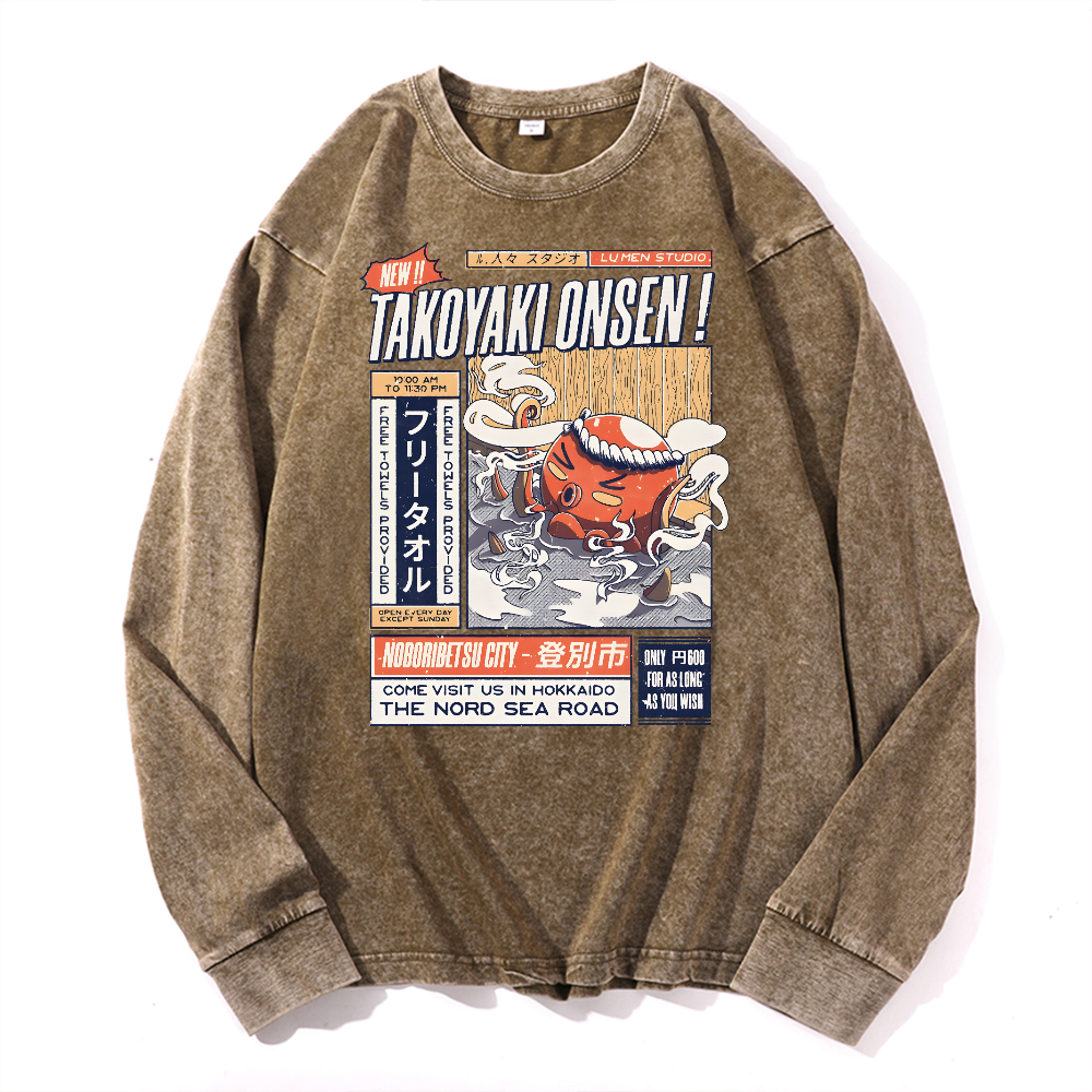 Takoyaki Vintage Cotton Wash Crewneck Sweatshirt