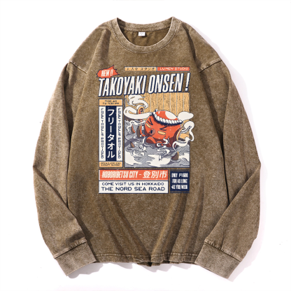 Takoyaki Vintage Cotton Wash Crewneck Sweatshirt