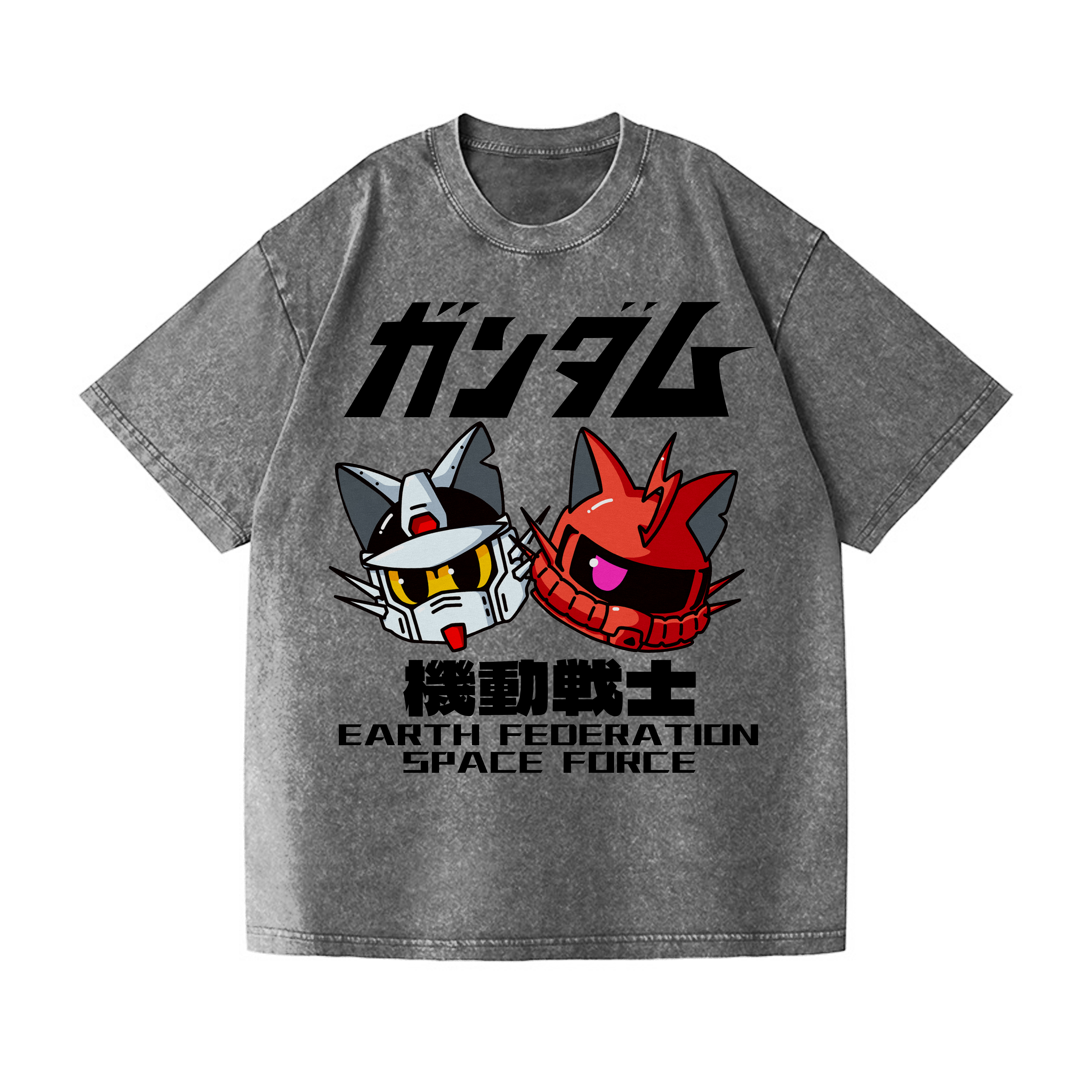 Earth Federation Forces Vintage Wash Japanese Design T-Shirt