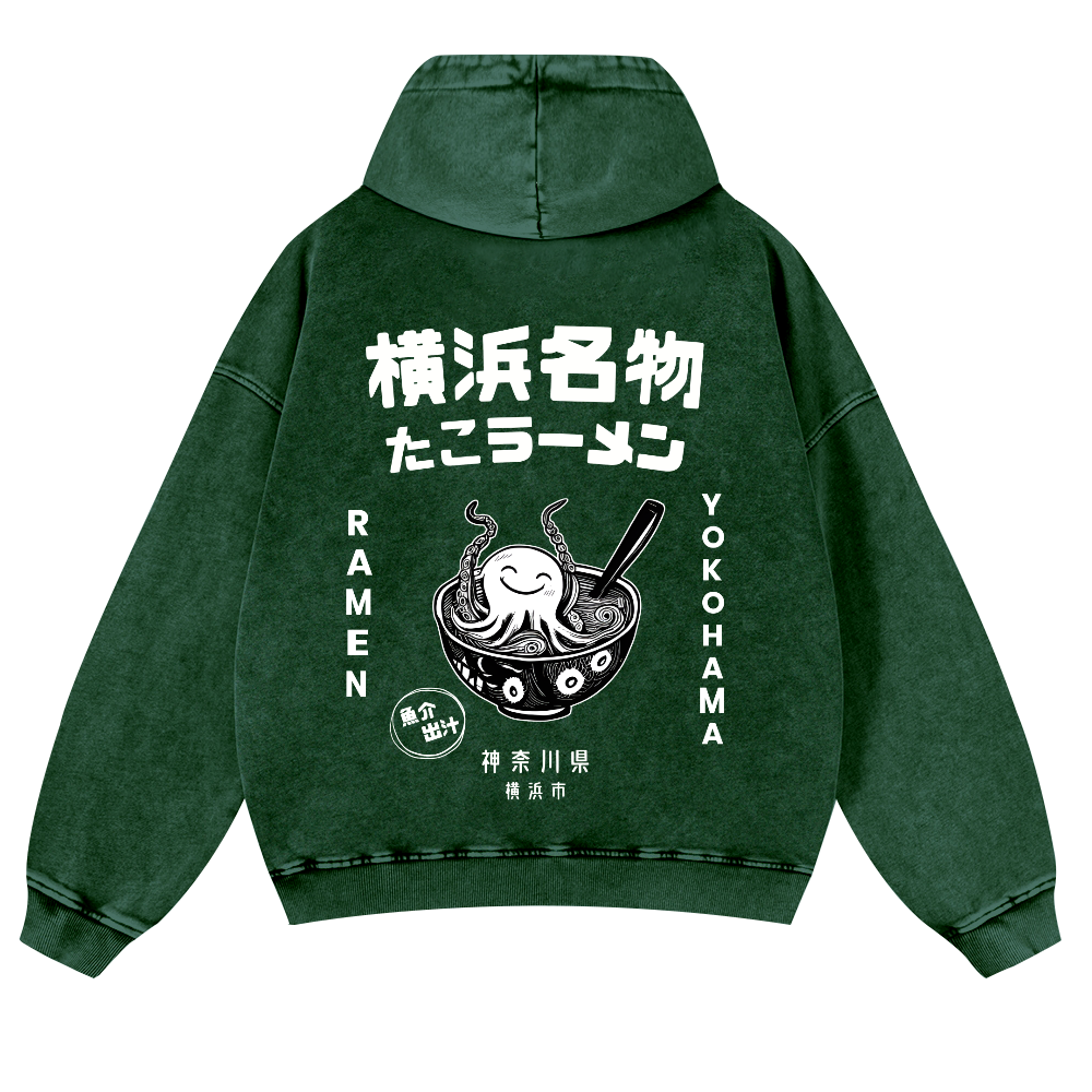 Yokohama Ramen Vintage Washed Cotton Back Art Hoodie