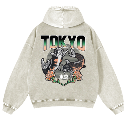 Tokyo Fish Vintage Washed Cotton Back Art Hoodie