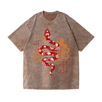 New Year Vintage Wash Japanese Design T-Shirt