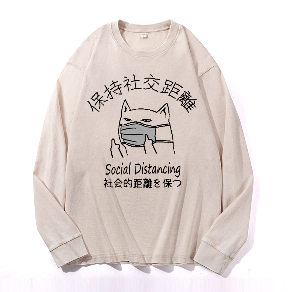 Social Distancing Vintage Cotton Wash Crewneck Sweatshirt