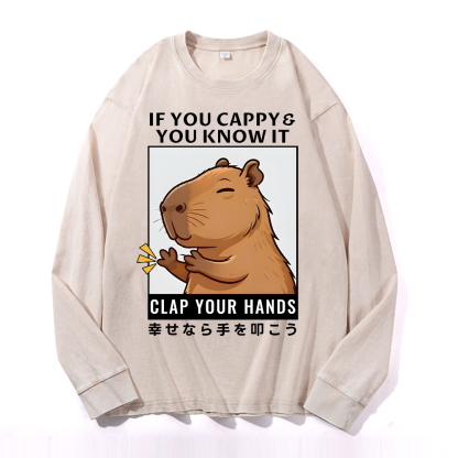Capybara Vintage Cotton Wash Long-sleeve T-shirt