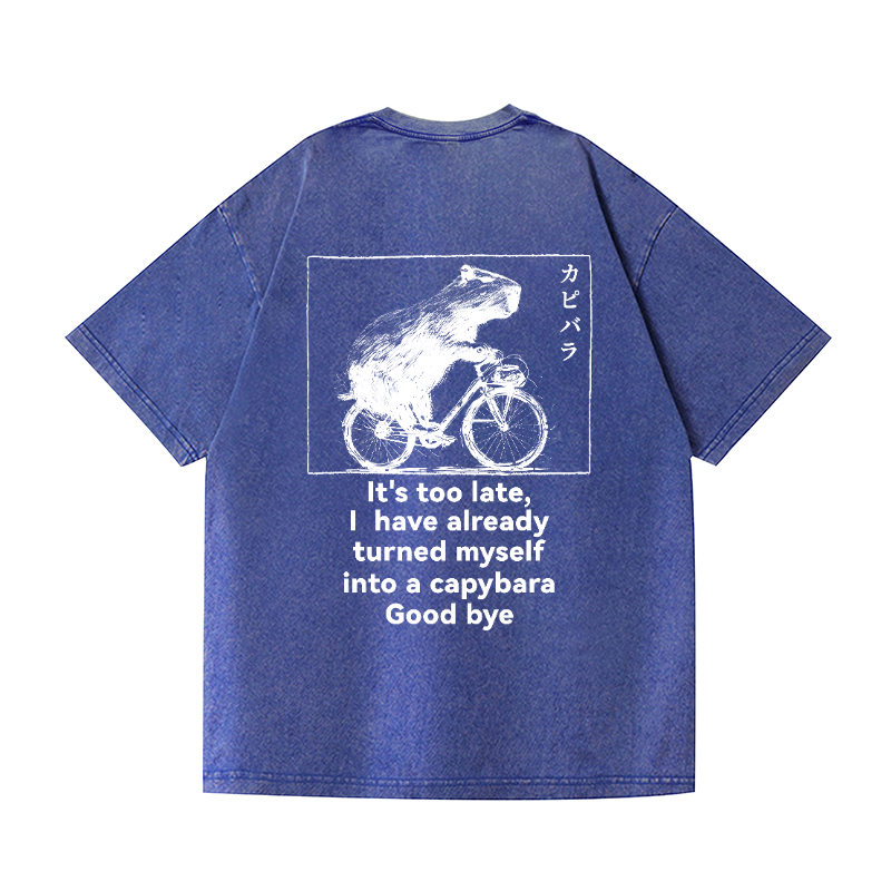 Capybara Vintage Wash Japanese Design Back Art T-Shirt