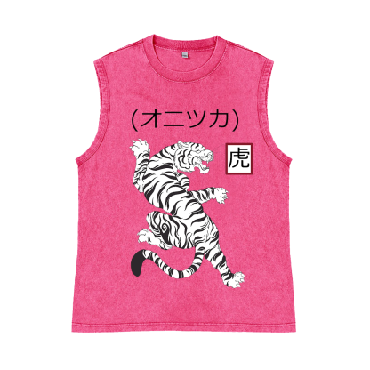 Tiger Pure Cotton Wash-Dyed Sleeveless Tank Top