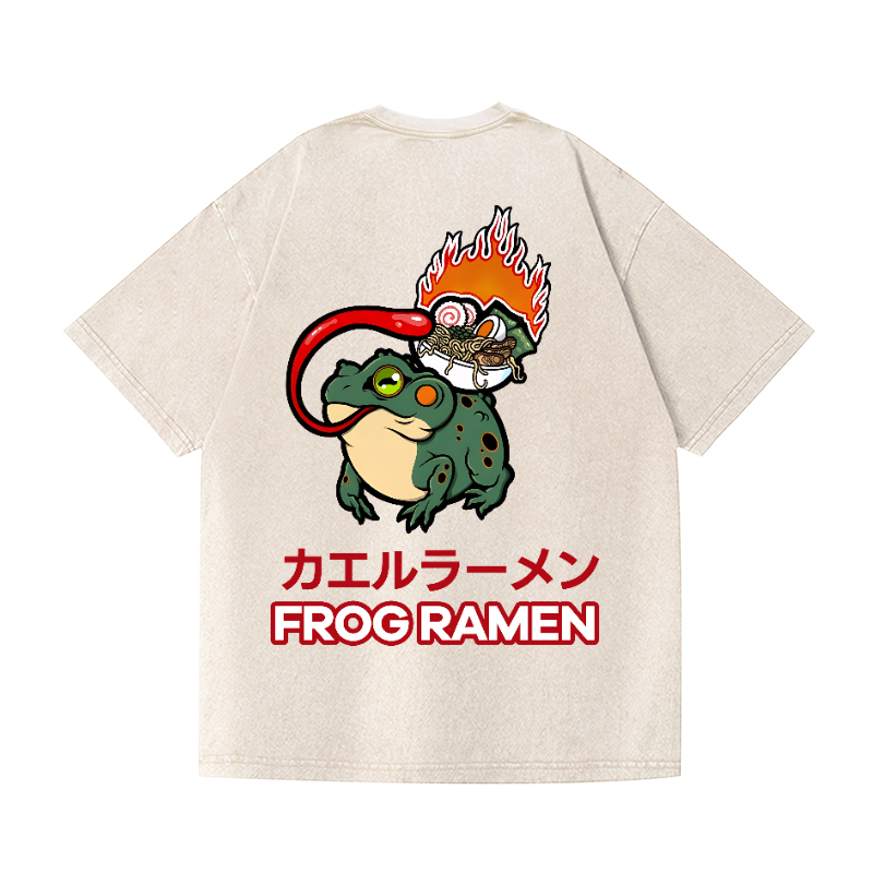 Frog Ramen Vintage Wash Japanese Design Back Art T-Shirt