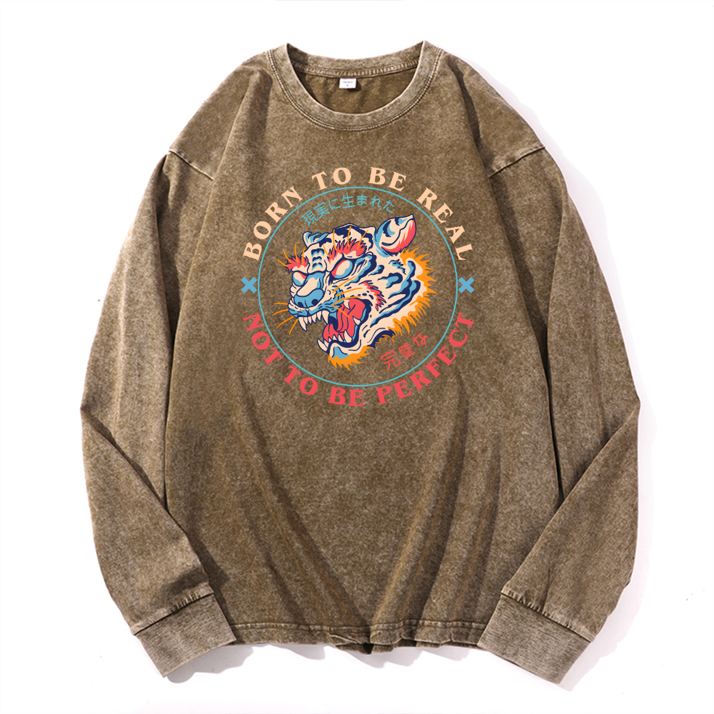 Tiger Vintage Cotton Wash Crewneck Sweatshirt