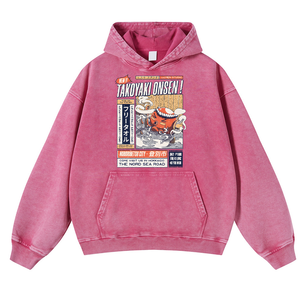 Takoyaki Octopus Vintage Washed Thick Cotton Hoodie