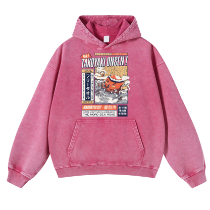 Takoyaki Octopus Vintage Washed Thick Cotton Hoodie