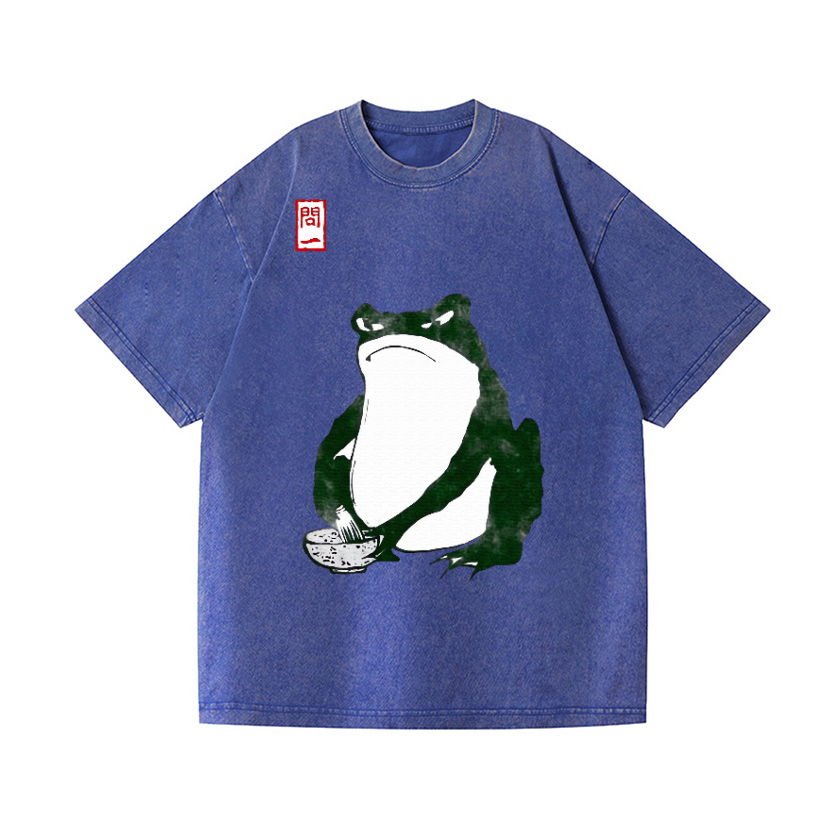 Frog Making Matcha Vintage Wash Japanese Design T-Shirt