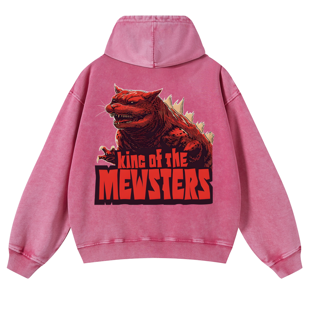 Catzilla Cat Godzilla Vintage Washed Cotton Back Art Hoodie