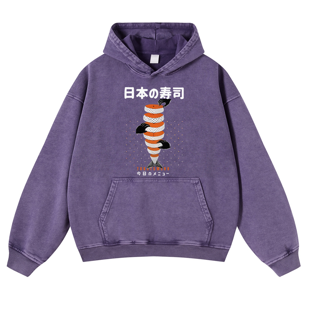 Delicious Salmon Sushi Vintage Washed Thick Cotton Hoodie