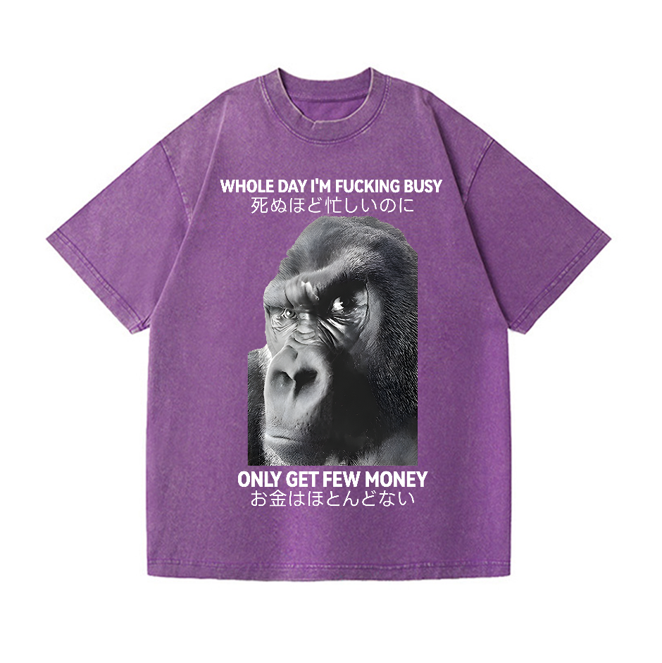 Gorilla Only Get Few Money Vintage Wash Japanese Design T-Shirt