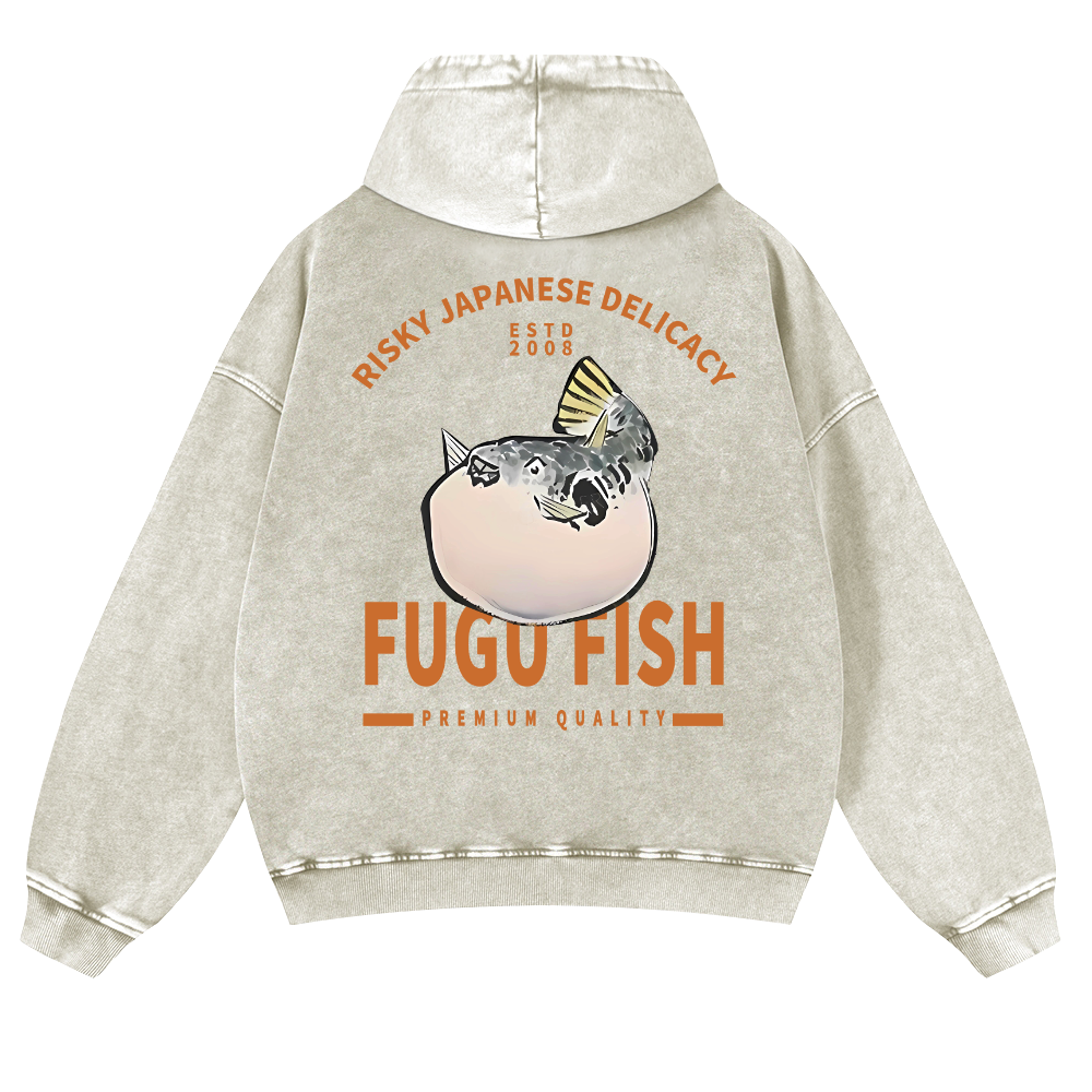 Japan's Risky Eats Vintage Washed Cotton Back Art Hoodie