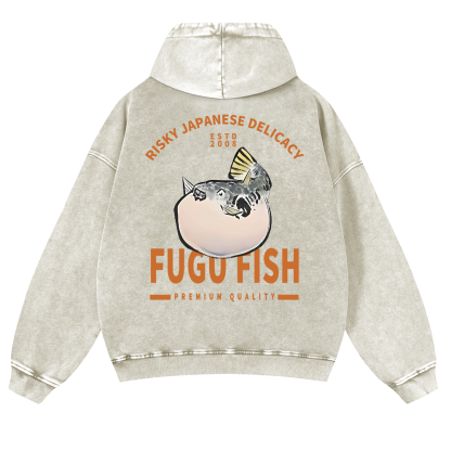 Japan's Risky Eats Vintage Washed Cotton Back Art Hoodie