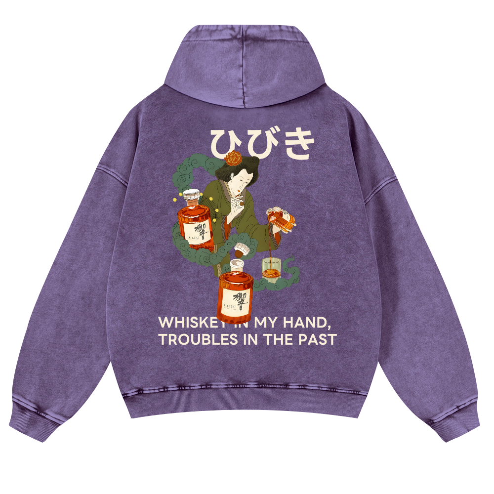 Hibiki Whisky Vintage Washed Cotton Back Art Hoodie