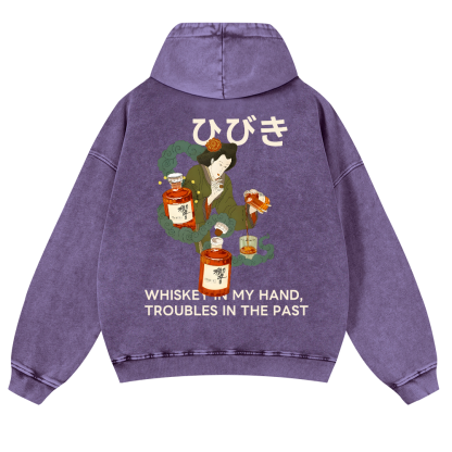 Hibiki Whisky Vintage Washed Cotton Back Art Hoodie