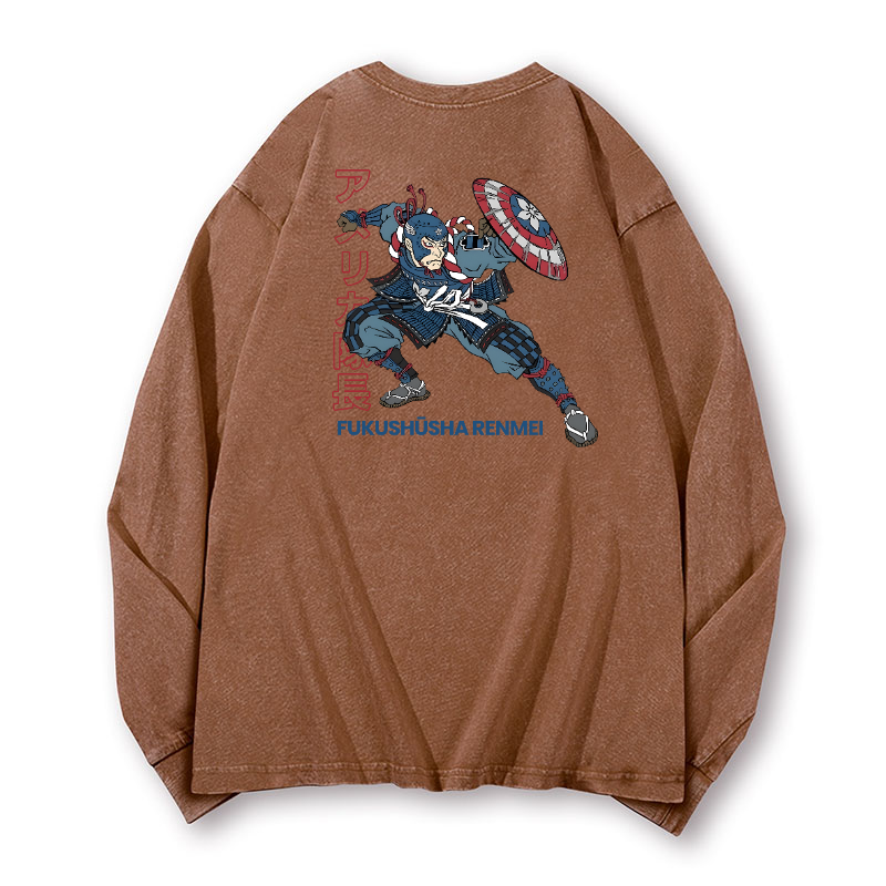 Vintage Washed Cotton Back Art Long-sleeve T-shirt