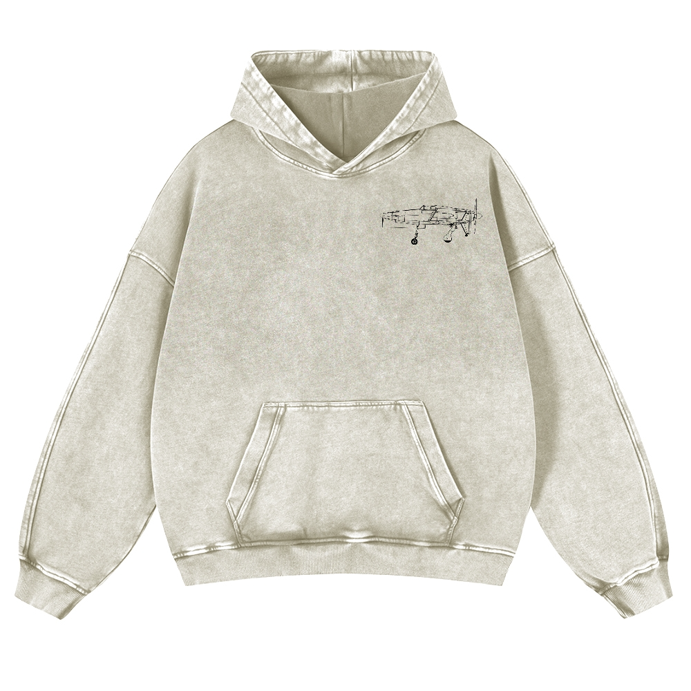 Tachibana Aircraft Vintage Washed Cotton Back Art Hoodie