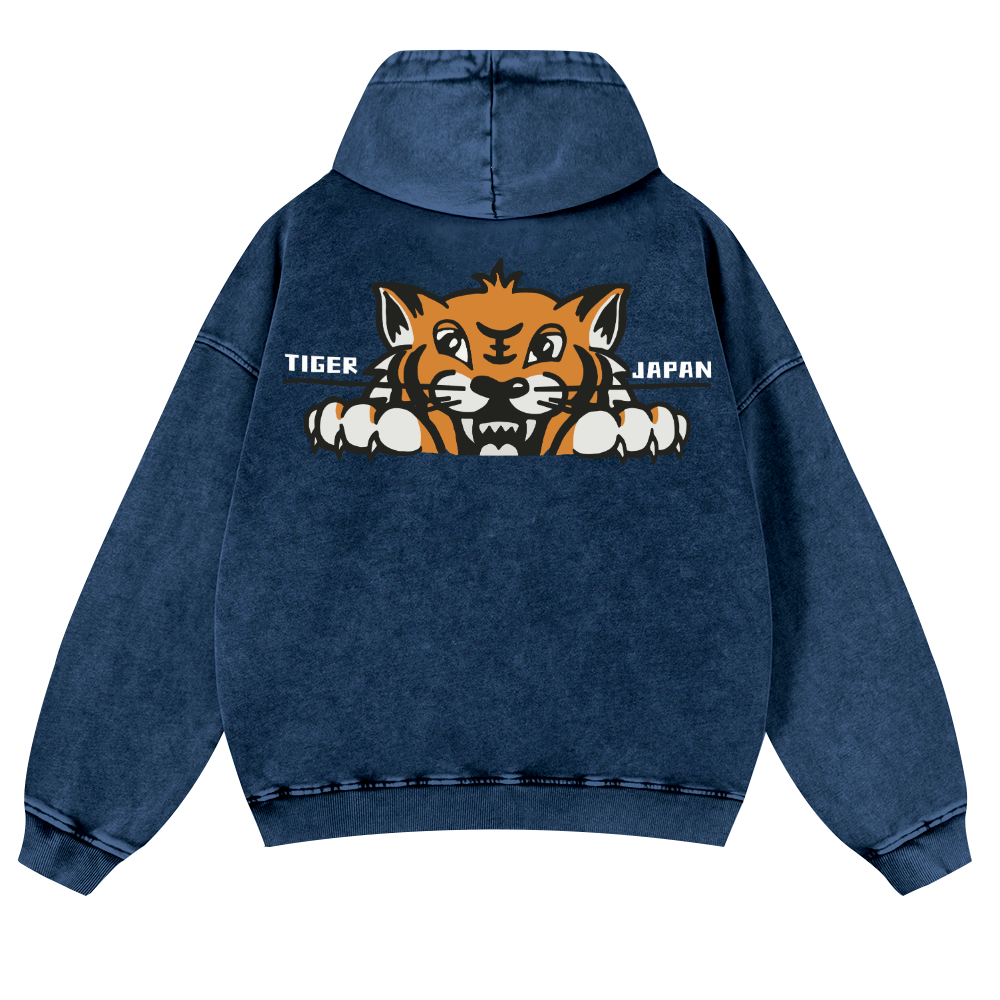 Tiger Japan Vintage Washed Cotton Back Art Hoodie