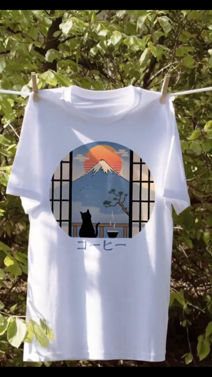 Cat Fuji Mt Japanese Style Classic Tee
