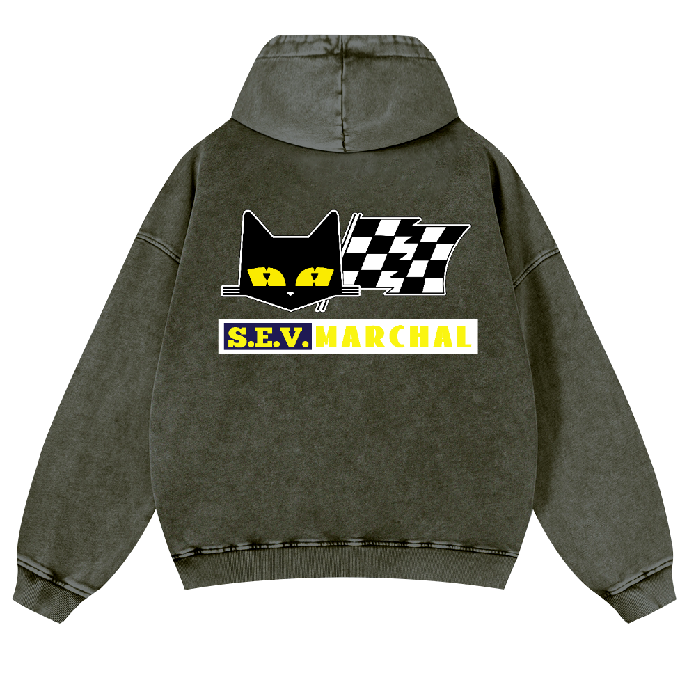 S.E.V Marchal Vintage Washed Cotton Back Art Hoodie